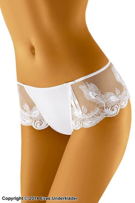 Eleganter Boyshort-Höschen, durchsichtiges Netz, Stickerei